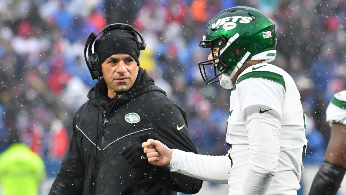 New York Jets head coach Robert Saleh, quarterback Mike White