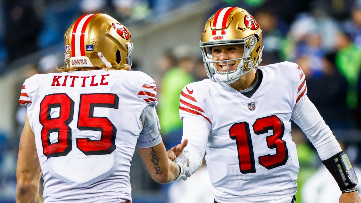 San Francisco 49ers quarterback Brock Purdy, tight end George Kittle
