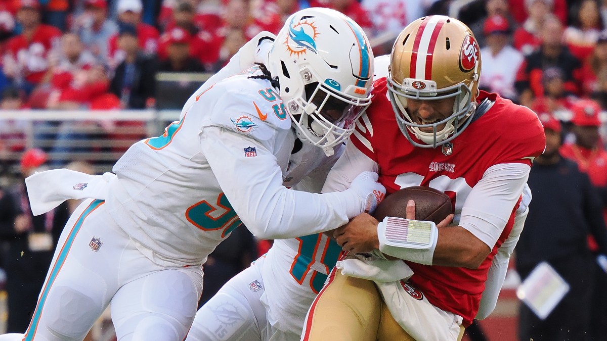 San Francisco 49ers quarterback Jimmy Garoppolo, Miami Dolphins linebackers Jerome Baker, Jaelan Phillips