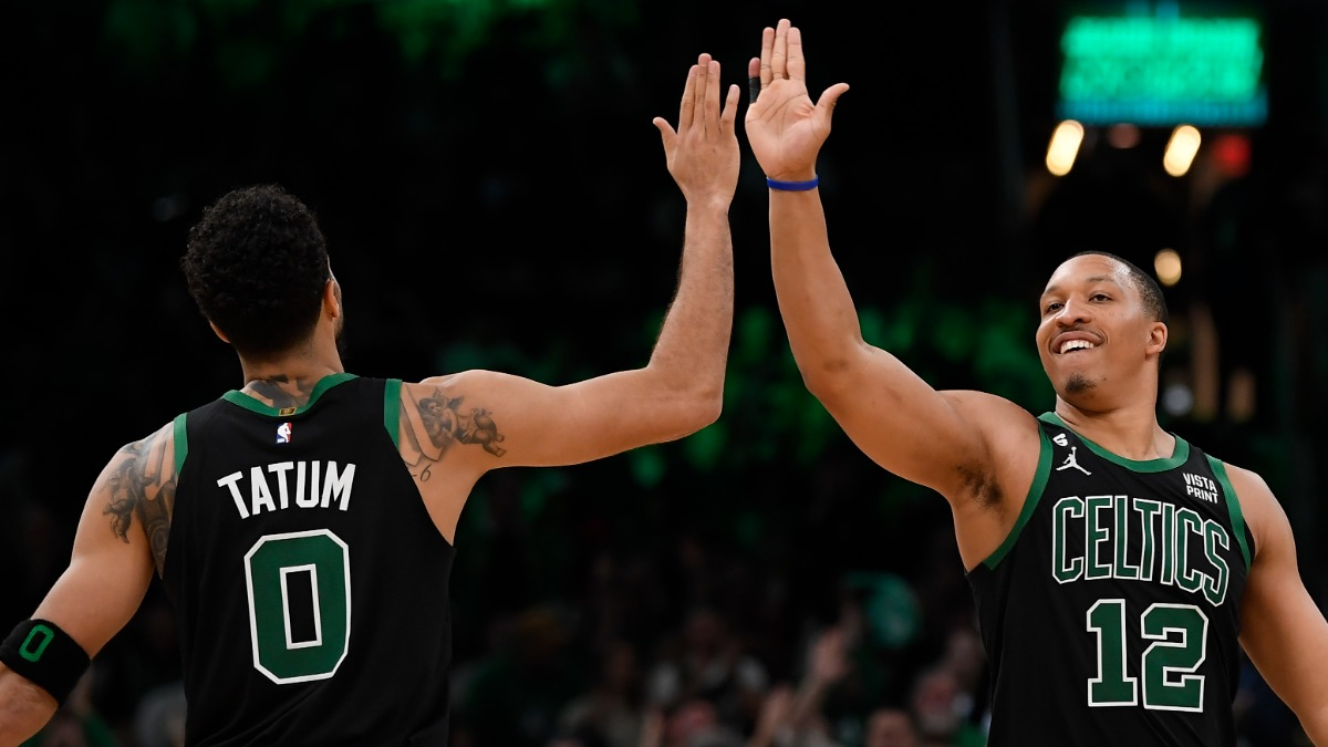 Boston Celtics forwards Jayson Tatum and Grant Williams