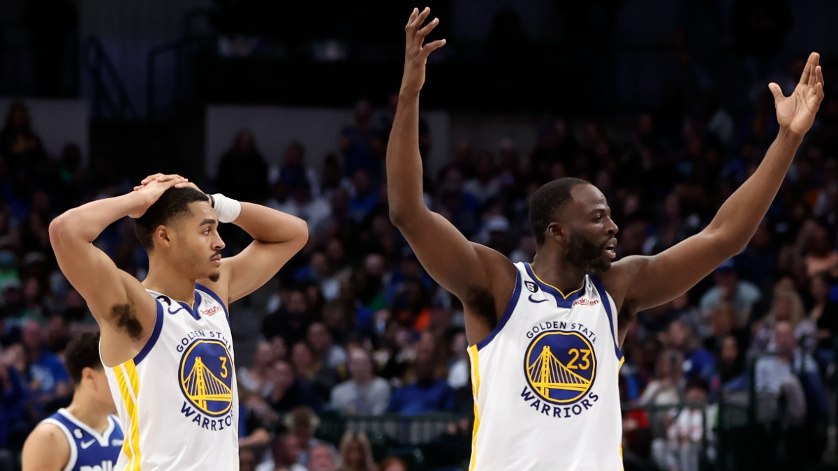 Golden State Warriors guard Jordan Poole and forward Draymond Green