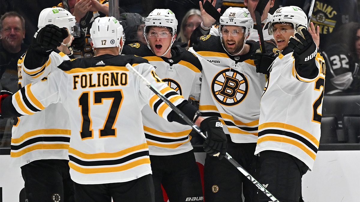 Boston Bruins forwards Nick Foligno and Trent Frederic