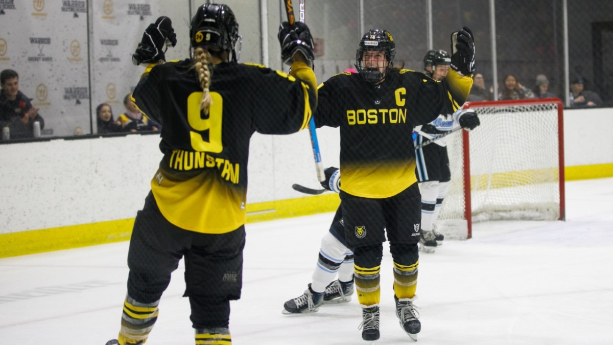 Boston Pride players Allie Thunstrom, Jillian Dempsey