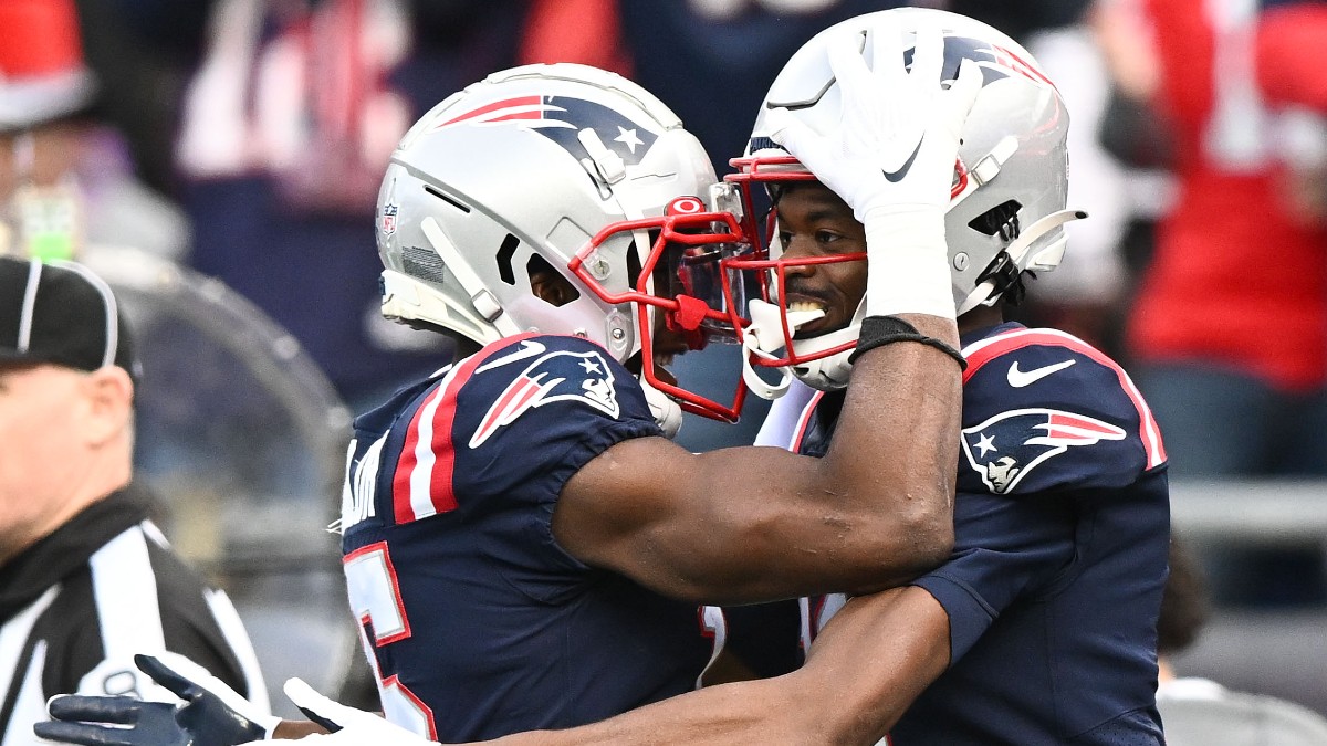 New England Patriots wide receivers Tyquan Thornton, Nelson Agholor