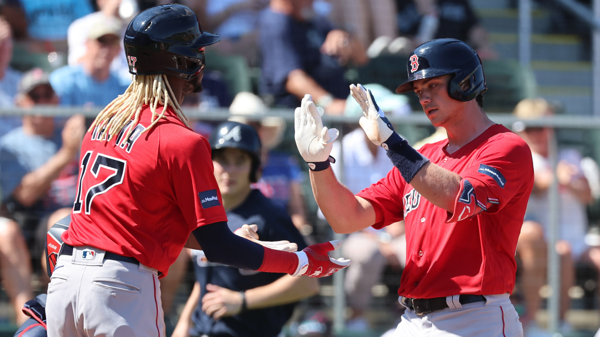 Boston Red Sox first baseman Bobby Dalbec and outfielder Raimel Tapia