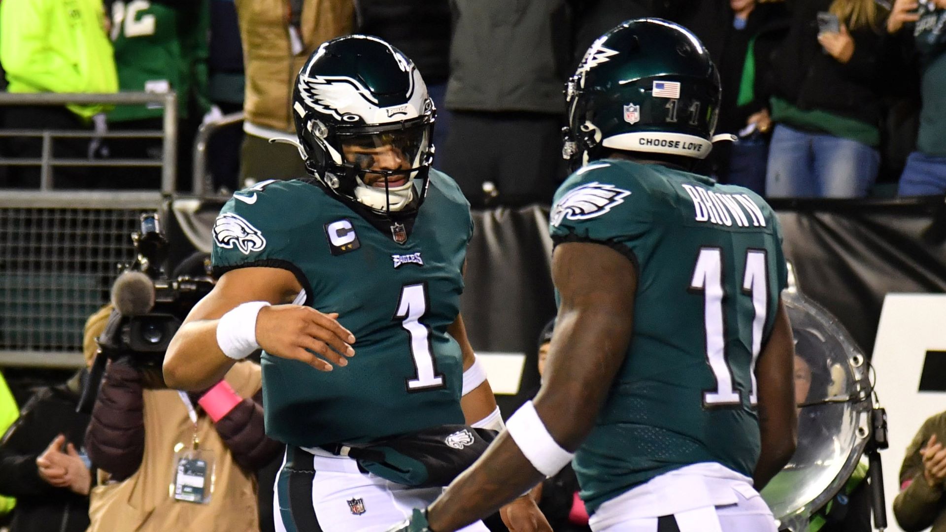 Philadelphia Eagles teammates Jalen Hurts, A.J. Brown