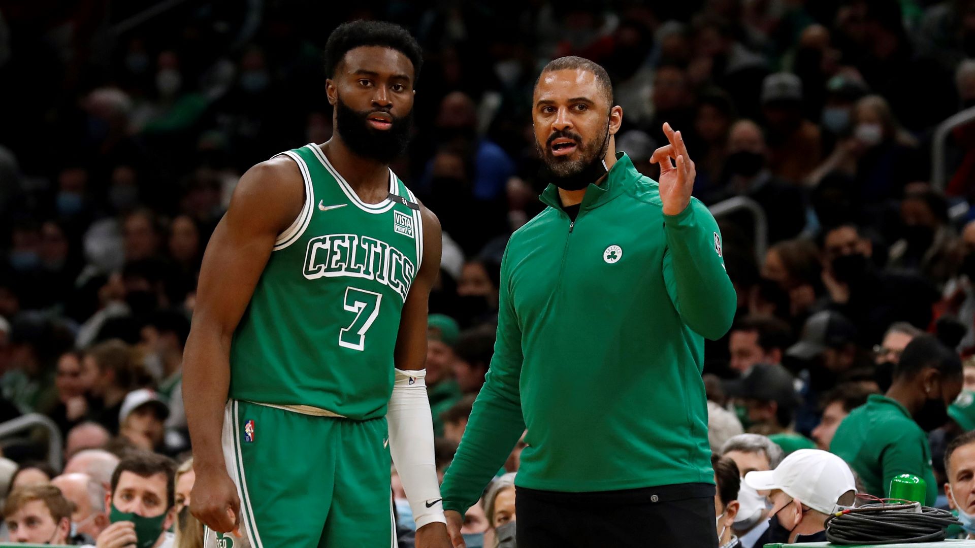 Boston Celtics guard Jaylen Brown and former coach Ime Udoka