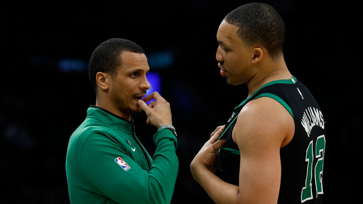 Boston Celtics interim head coach Joe Mazzulla and forward Grant Williams