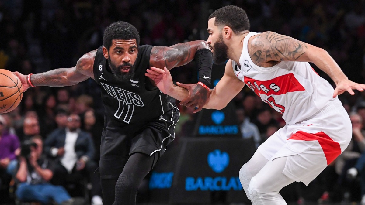 Dallas Mavericks guard Kyrie Irving, Toronto Raptors guard Fred VanVleet