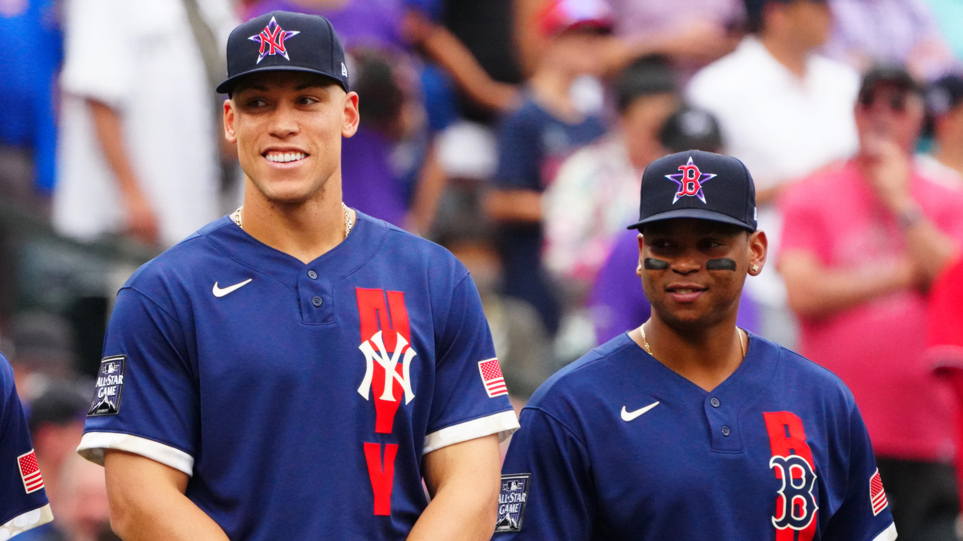 New York Yankees outfielder Aaron Judge, Boston Red Sox third baseman Rafael Devers