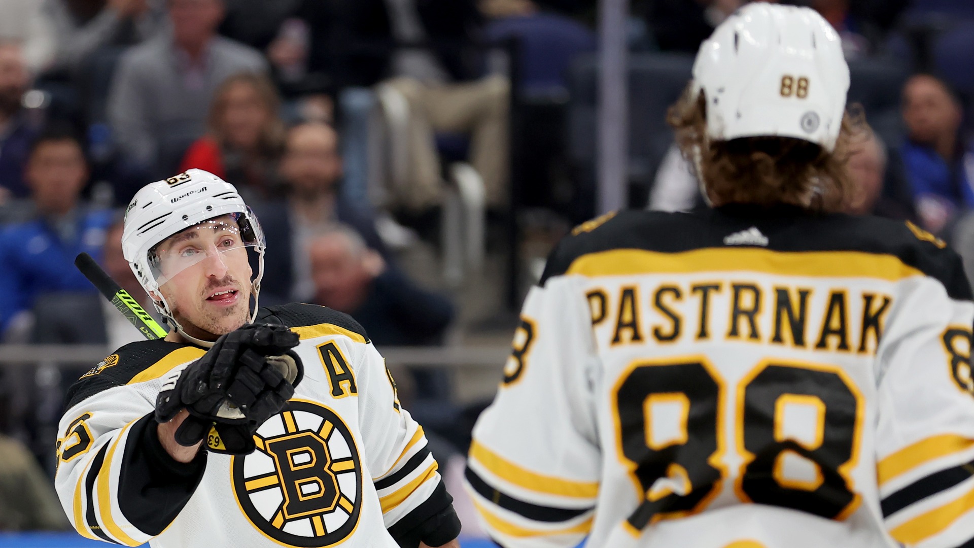 Boston Bruins left wing Brad Marchand, right wing David Pastrnak