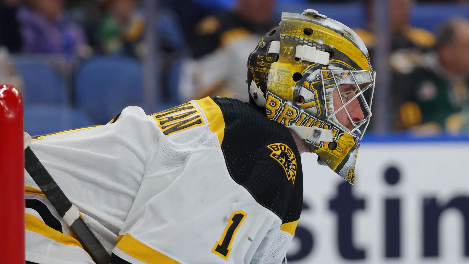 Boston Bruins goalie Jeremy Swayman