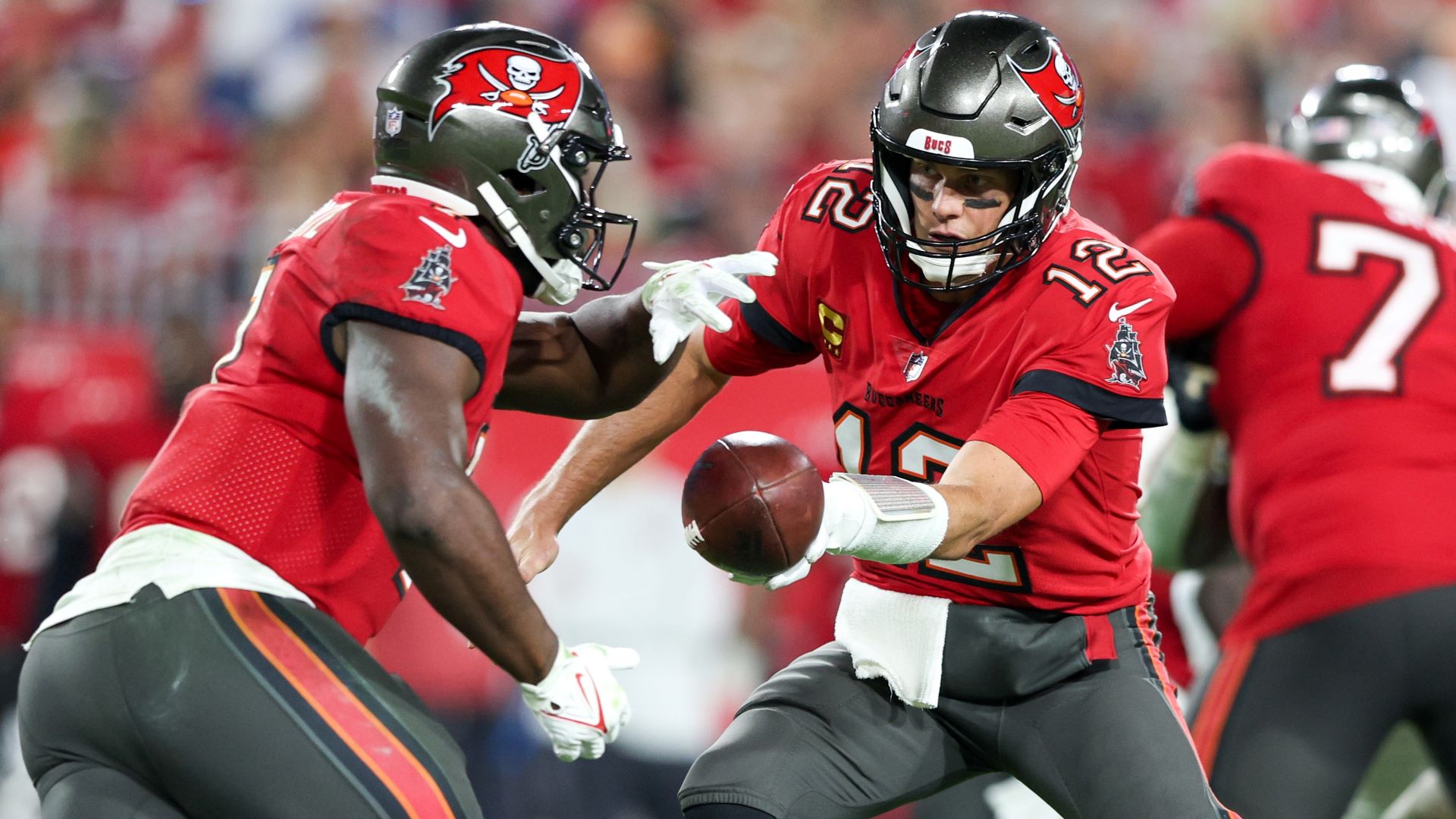 Tampa Bay Buccaneers running back Leonard Fournette and former NFL quarterback Tom Brady