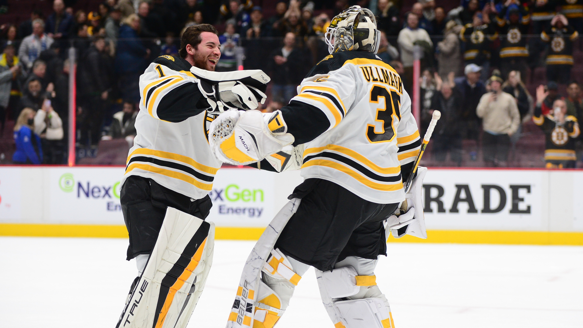 Boston Bruins goaltenders Linus Ullmark and Jeremy Swayman
