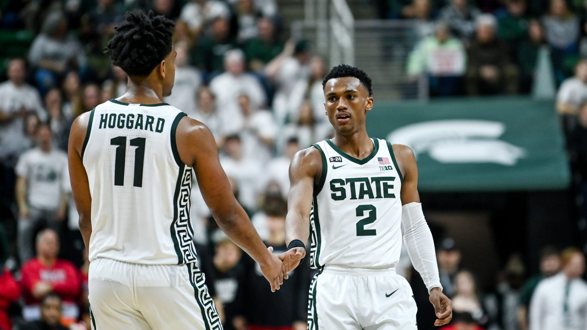 Michigan State guards Tyson Walker, A.J. Hoggard