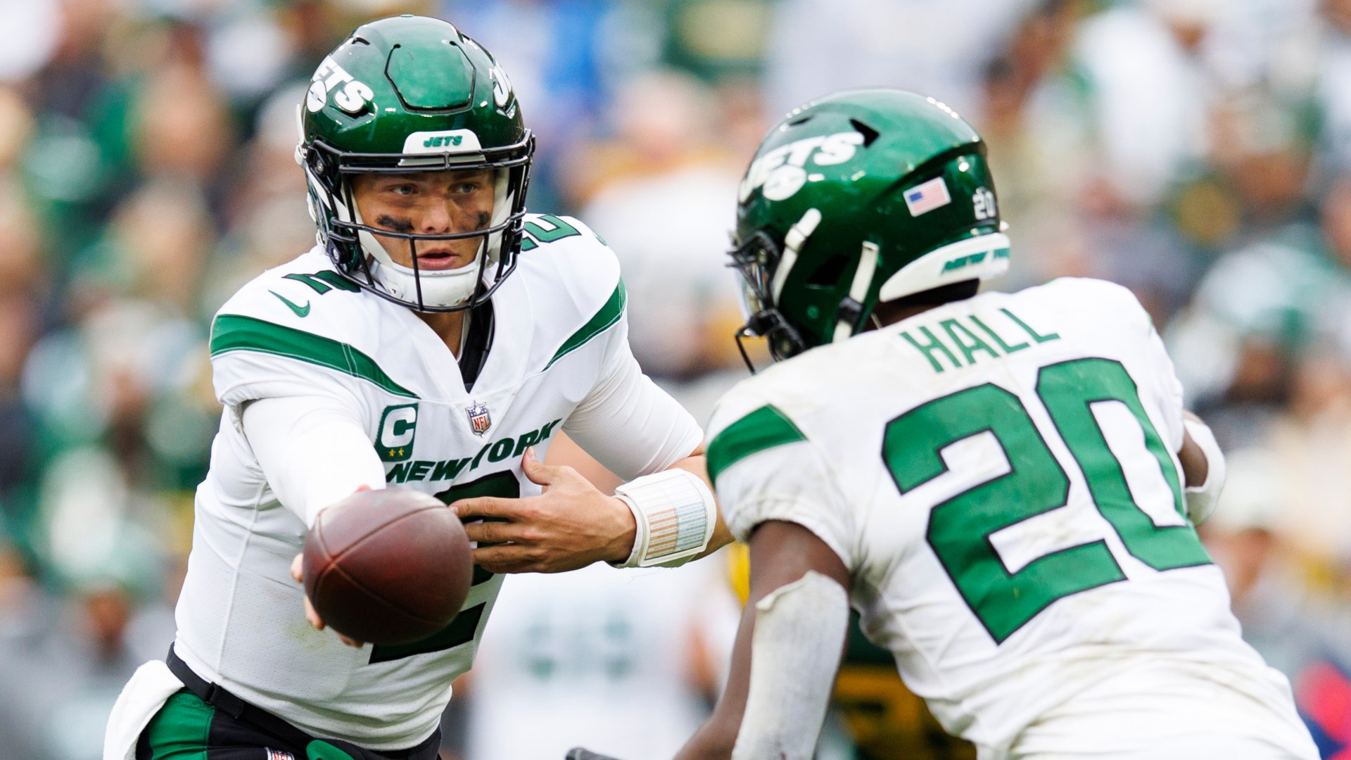 New York Jets quarterback Zach Wilson and running back Breece Hall