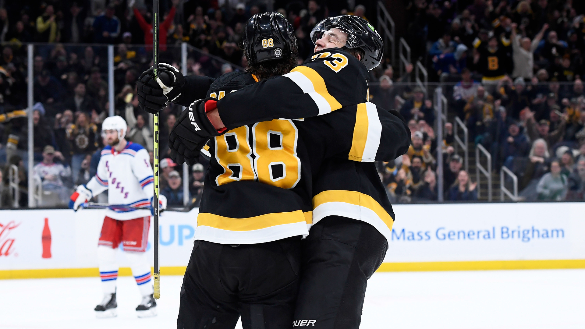 Boston Bruins forward David Pastrnak, defenseman Charlie McAvoy