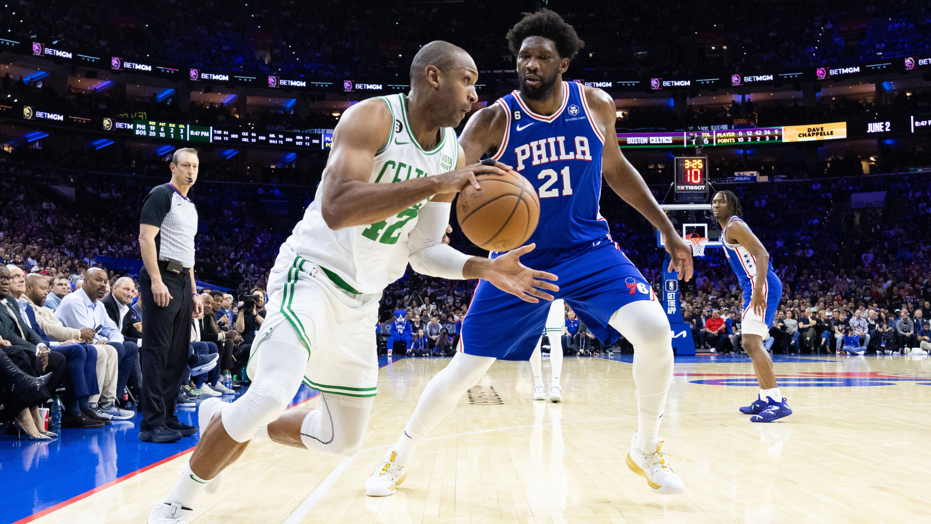 Boston Celtics forward Al Horford and Philadelphia 76ers center Joel Embiid