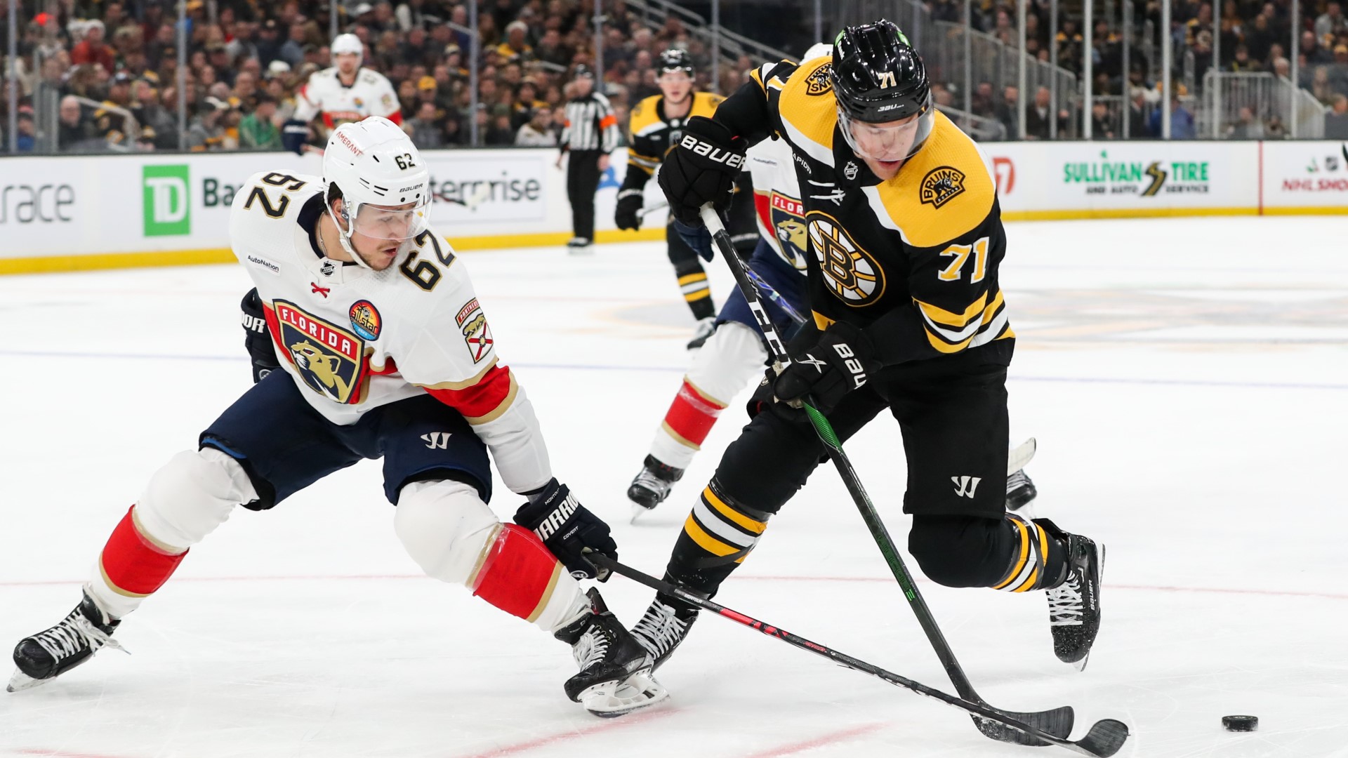 Florida Panthers defenseman Brandon Montour, Boston Bruins winger Taylor Hall