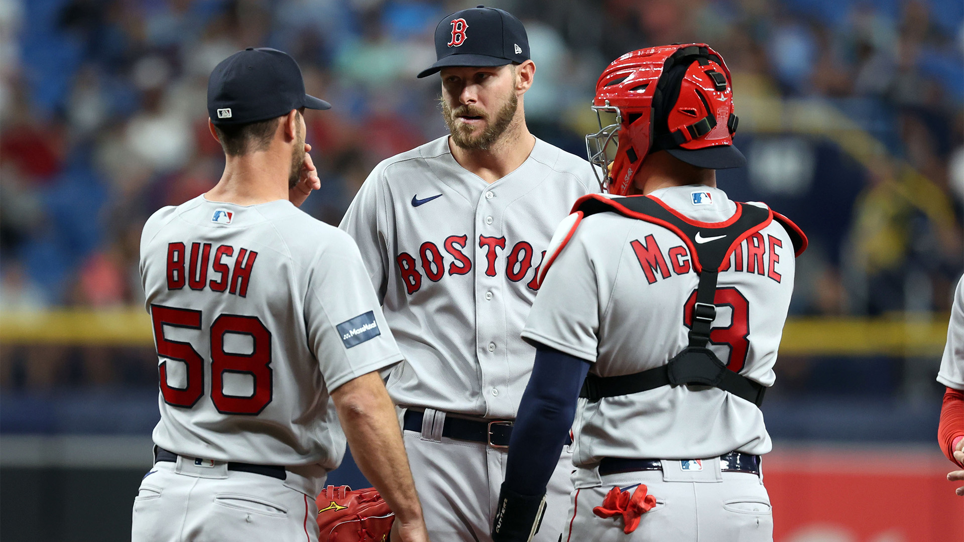 Boston Red Sox pitcher Chris Sale and catcher Reese McGuire