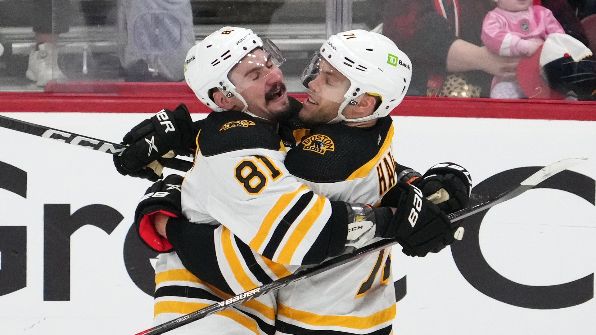 Boston Bruins defenseman Dmitry Orlov and forward Taylor Hall
