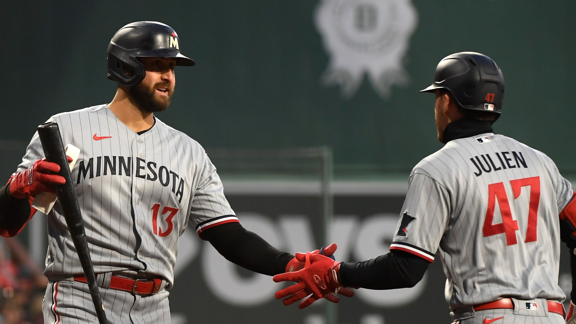 Minnesota Twins first baseman Joey Gallo and second baseman Edouard Julien