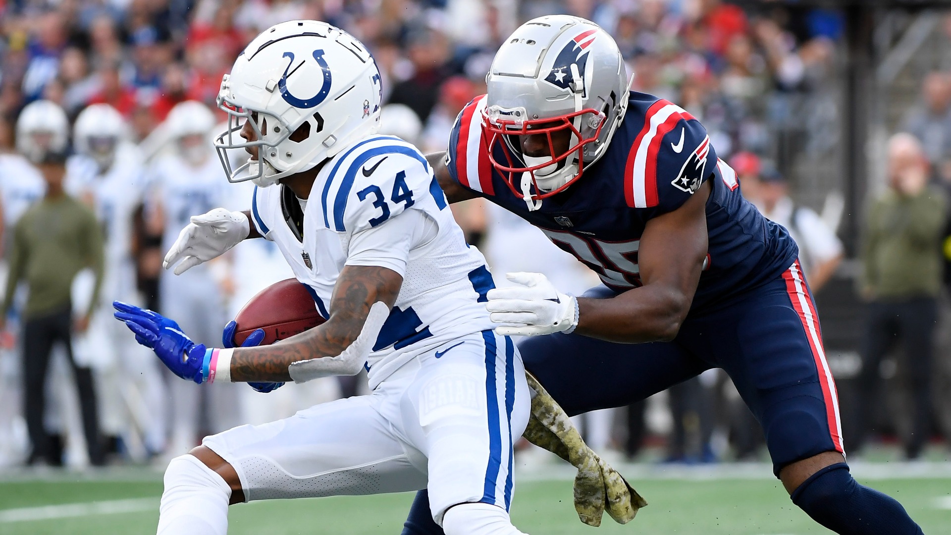 Indianapolis Colts cornerback Isaiah Rodgers, New England Patriots cornerback Marcus Jones
