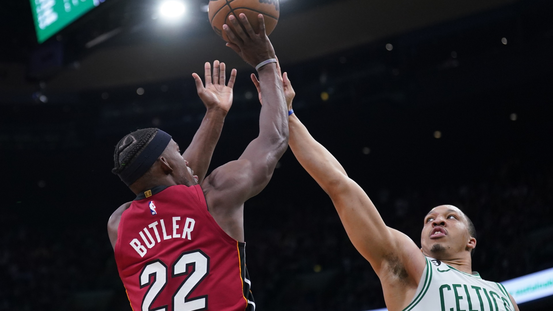Boston Celtics forward Grant Williams, Miami Heat forward Jimmy Butler