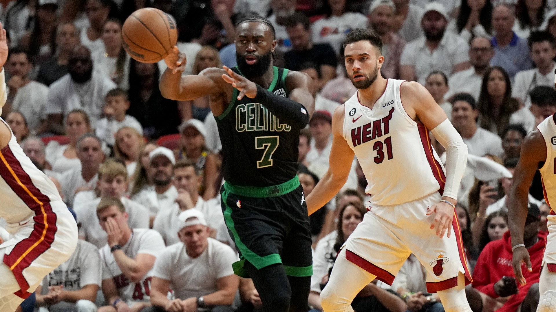 Boston Celtics guard Jaylen Brown, Miami Heat guard Max Strus