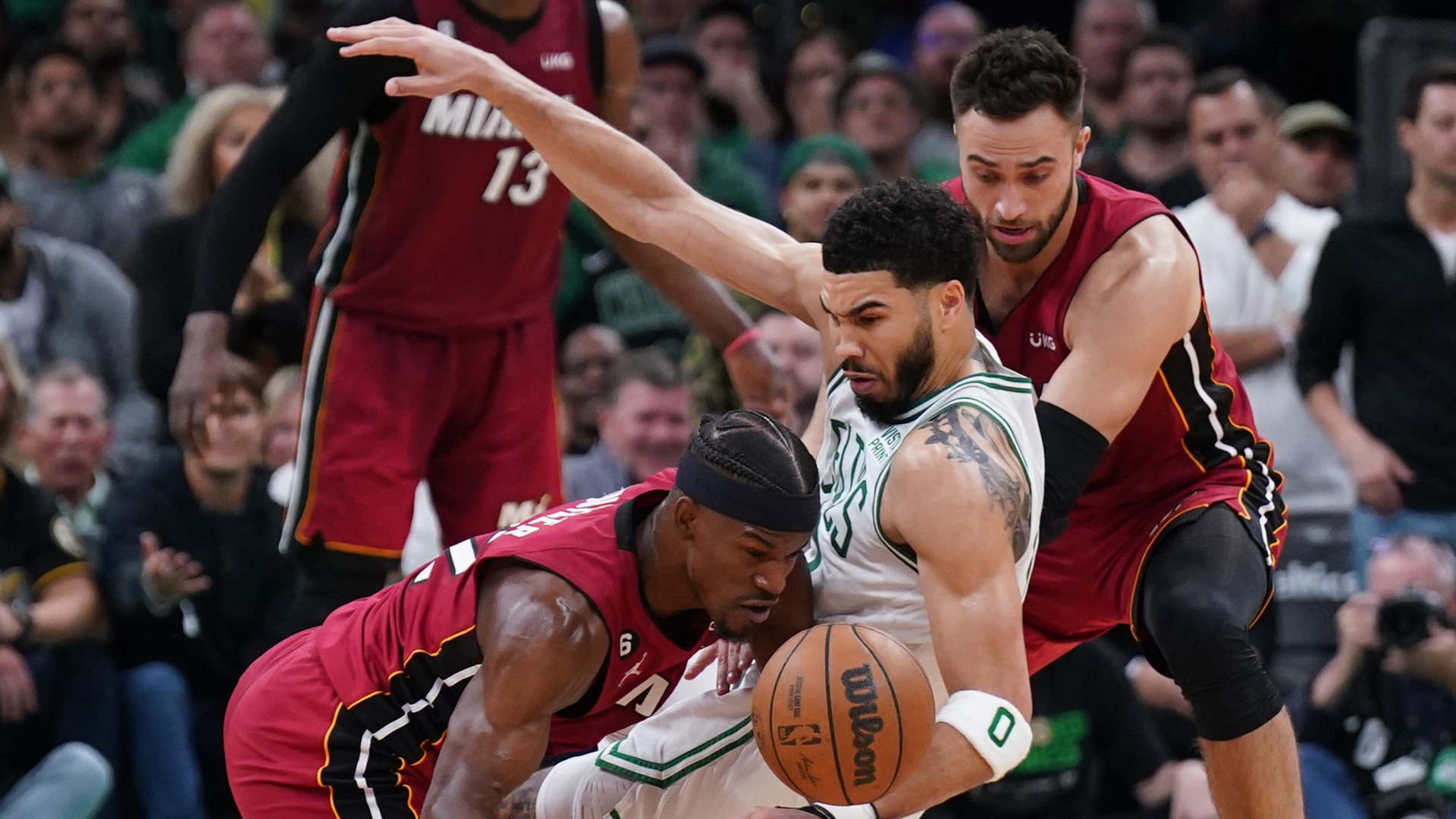 Boston Celtics forward Jayson Tatum, Miami Heat forward Jimmy Butler