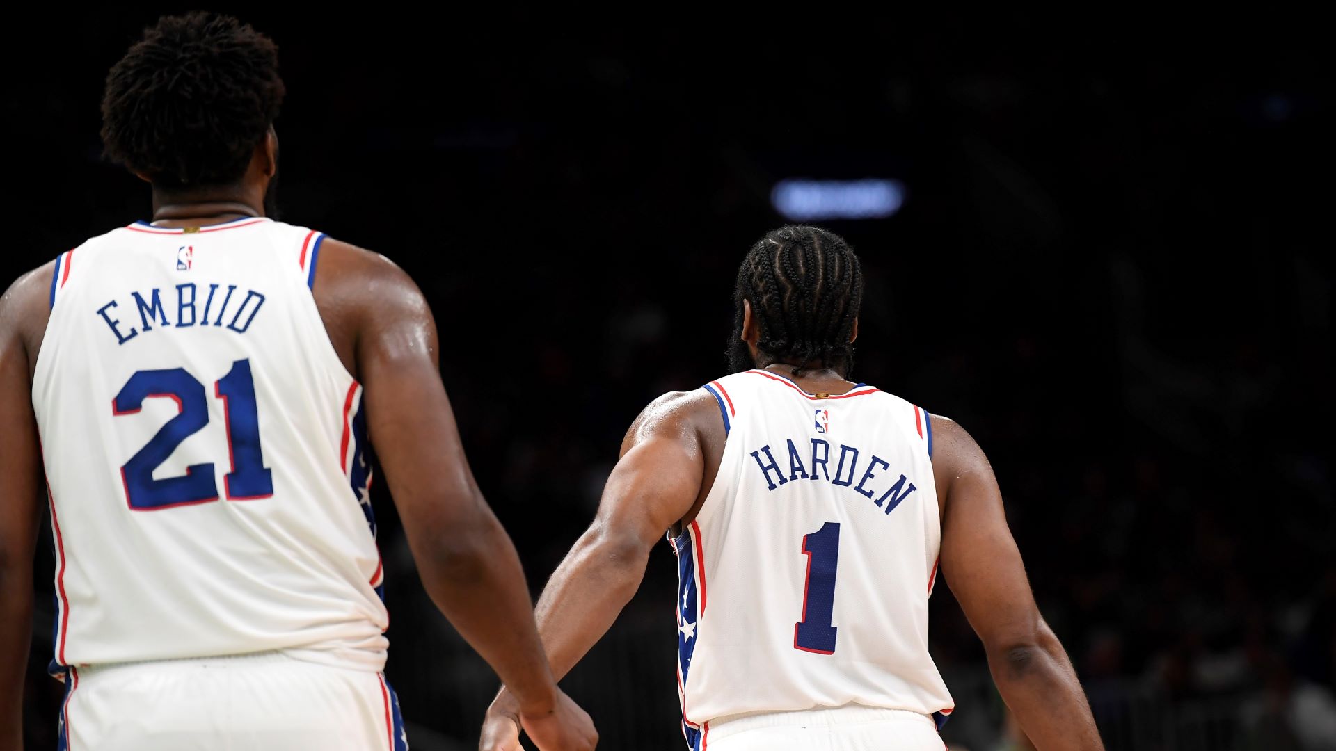 Philadelphia 76ers stars Joel Embiid and James Harden
