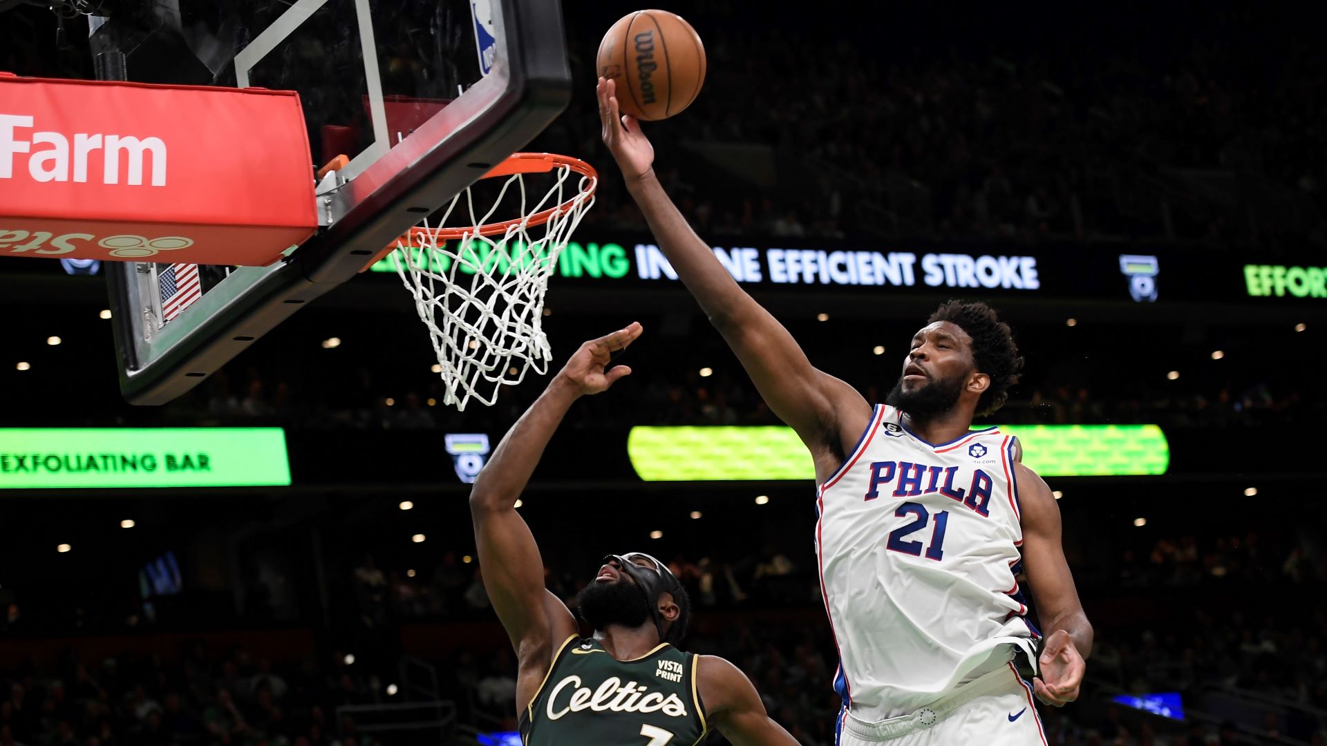 Philadelphia 76ers center Joel Embiid and Boston Celtics guard Jaylen Brown