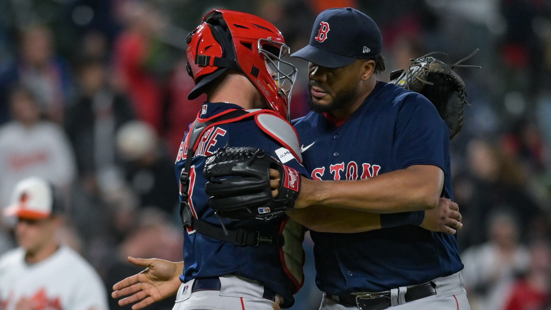 Boston Red Sox relief pitcher Kenley Jansen, catcher Reese McGuire