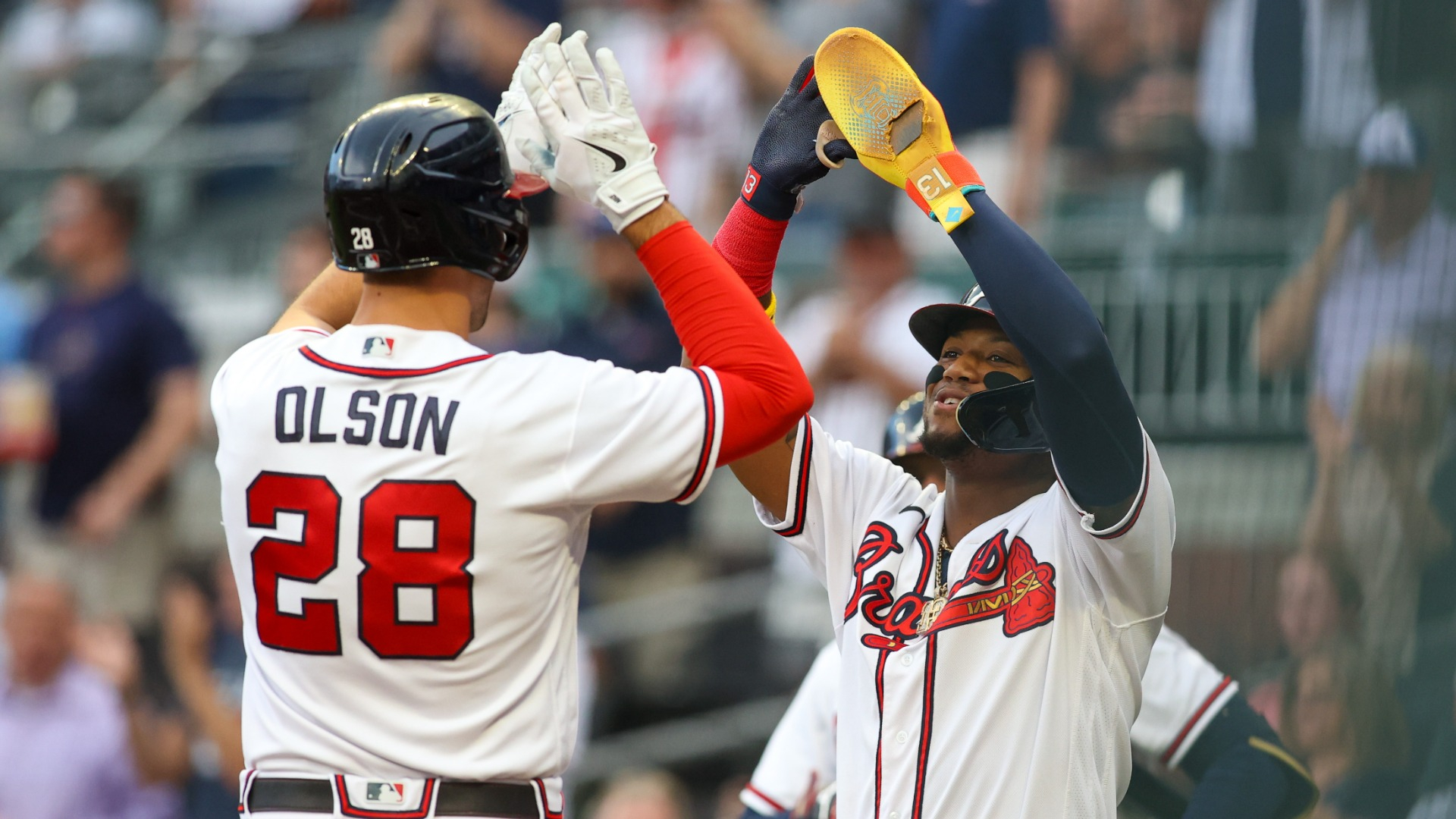 Atlanta Braves first baseman Matt Olson and outfielder Ronald Acuna Jr.
