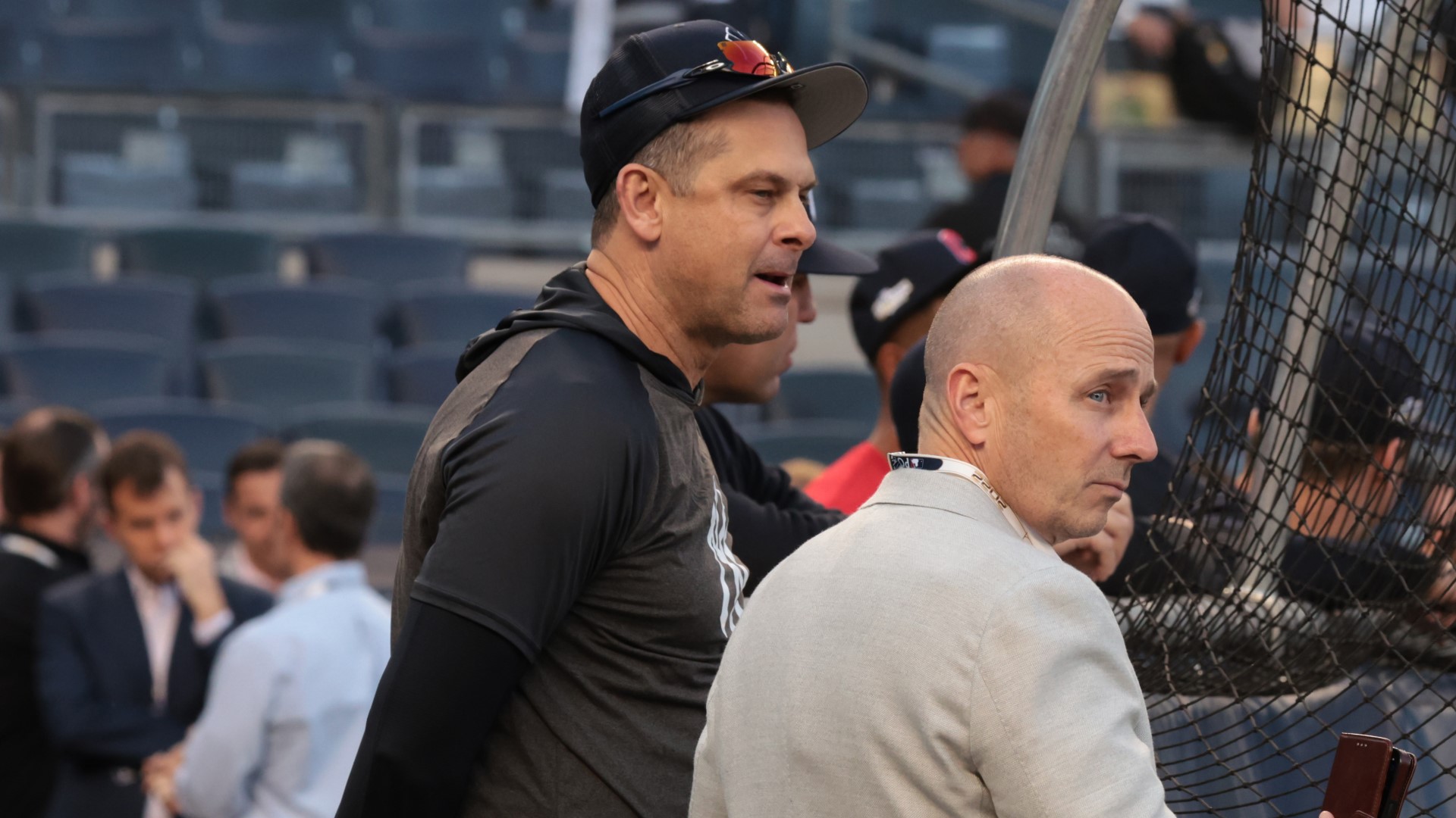 New York Yankees manager Aaron Boone, general manager Brian Cashman