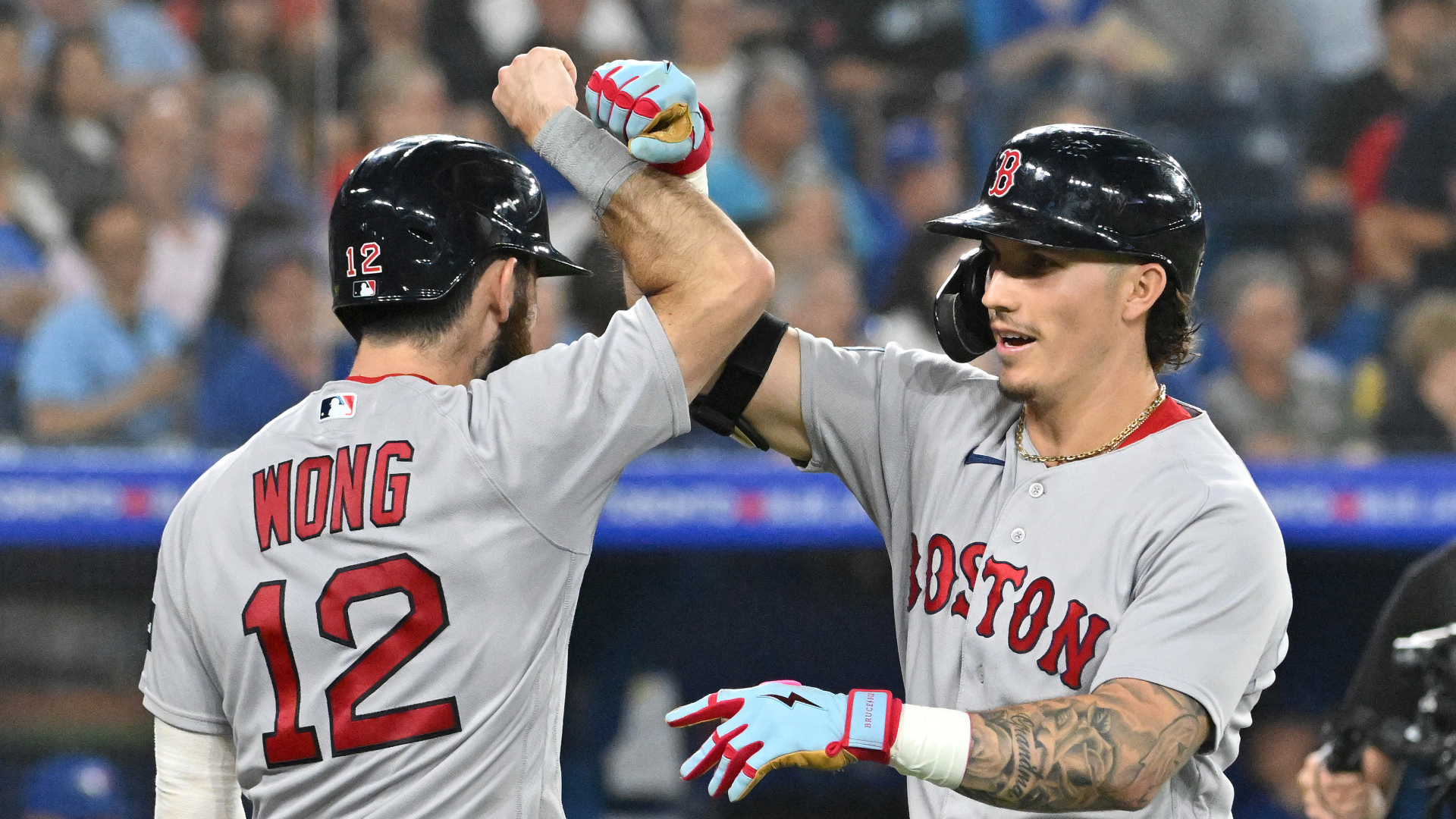 Red Sox catcher Connor Wong and outfielder Jarren Duran