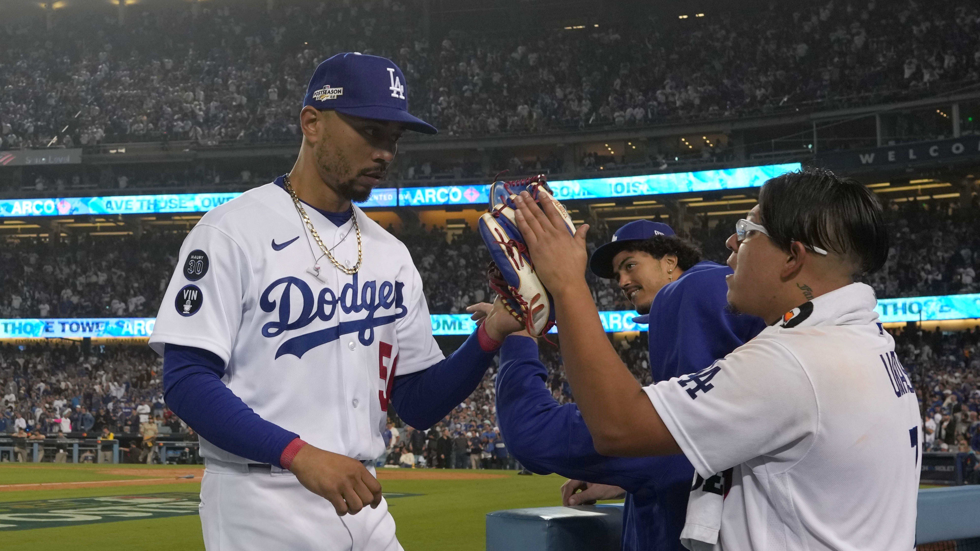 Los Angeles Dodgers stars Mookie Betts and Julio Urias