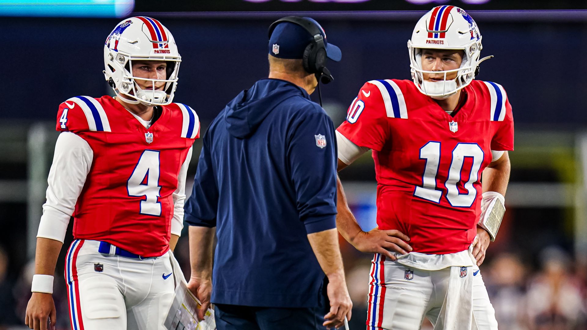 New England Patriots quarterbacks Bailey Zappe and Mac Jones