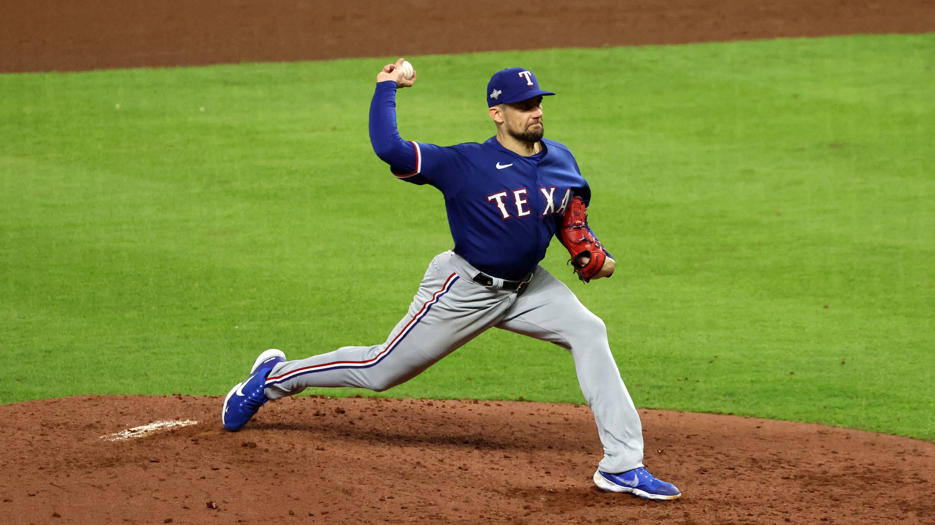 Texas Rangers starting pitcher Nathan Eovaldi