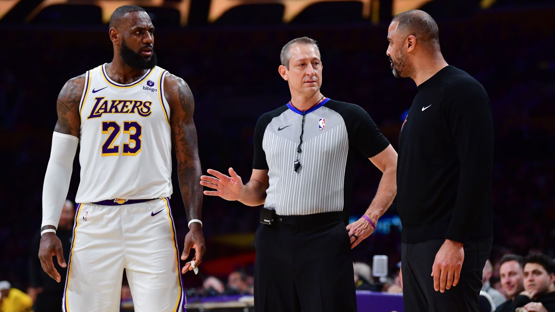 Los Angeles Lakers forward LeBron James and Houston Rockets head coach Ime Udoka