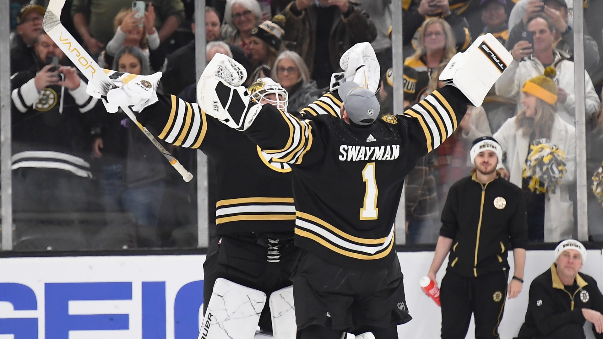 Boston Bruins goaltenders Linus Ullmark and Jeremy Swayman