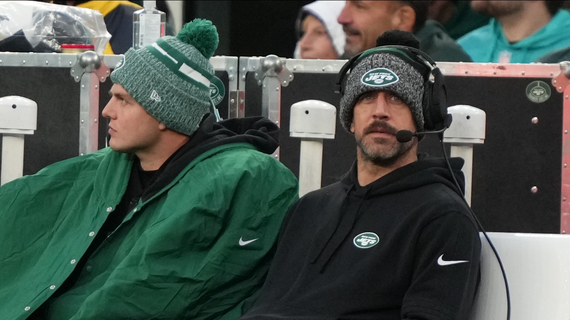 New York Jets quarterbacks Zach Wilson, Aaron Rodgers