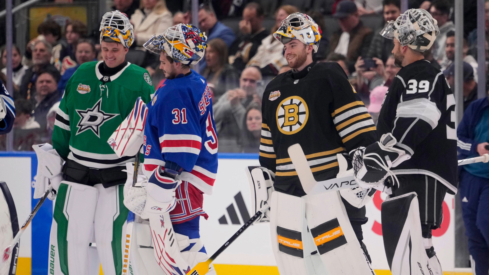Dallas Stars goalie Jake Oettinger, New York Rangers goalie Igor Shesterkin, Boston Bruins goalie Jeremy Swayman, Los Angeles Kings goalie Cam Talbot