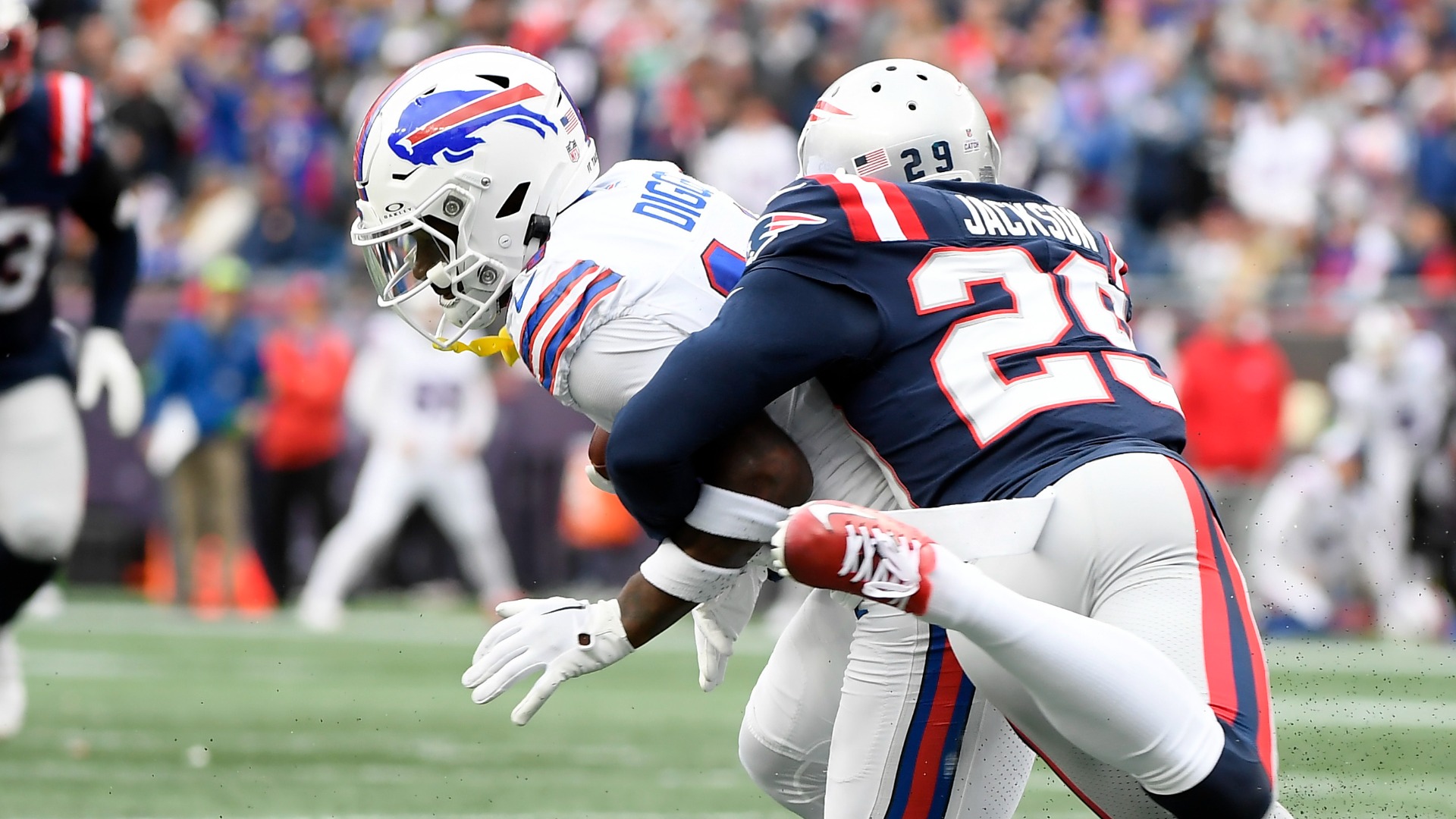 Former New England Patriots cornerback J.C. Jackson and Buffalo Bills wide receiver Stefon Diggs