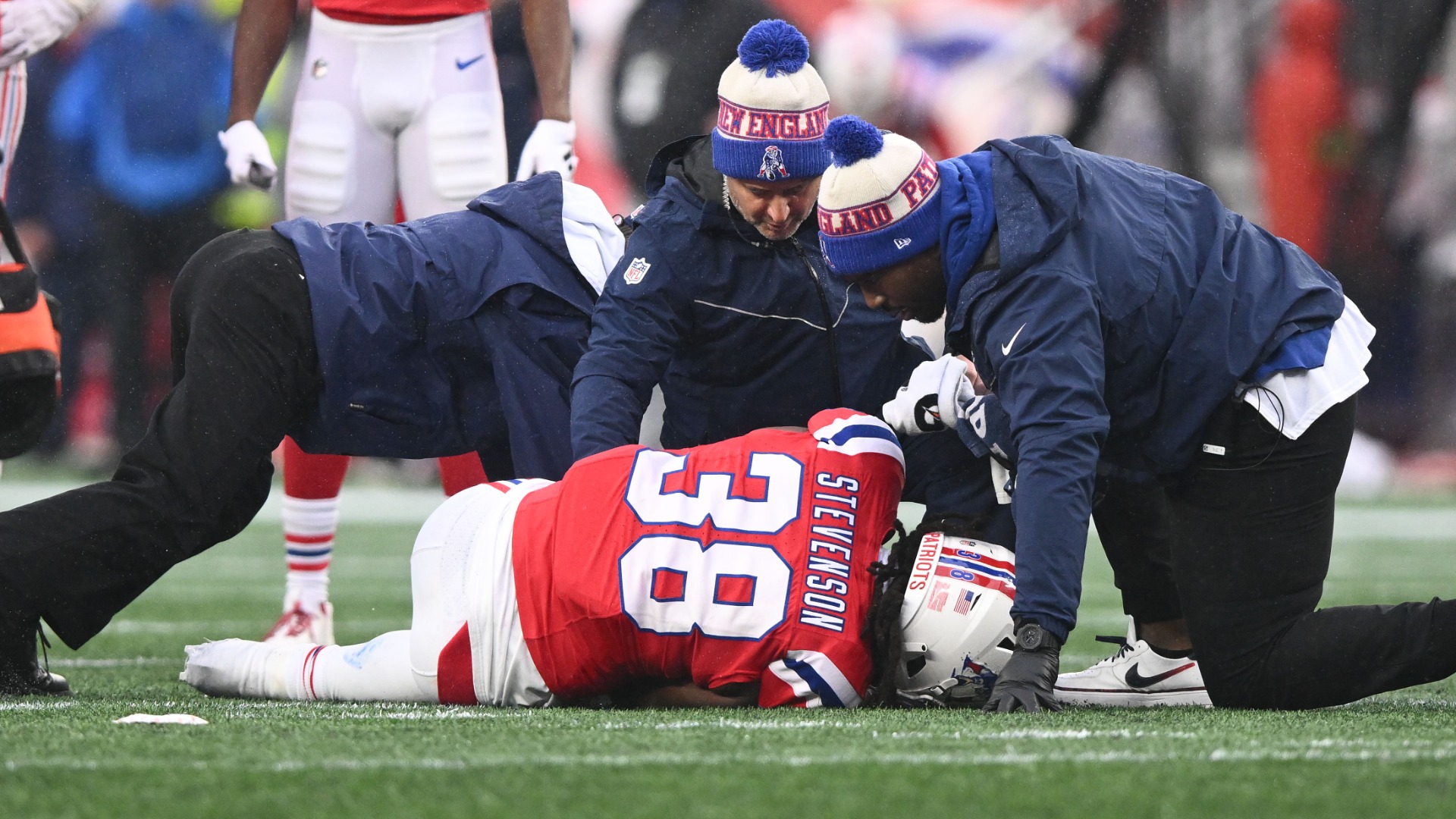 New England Patriots running back Rhamondre Stevenson
