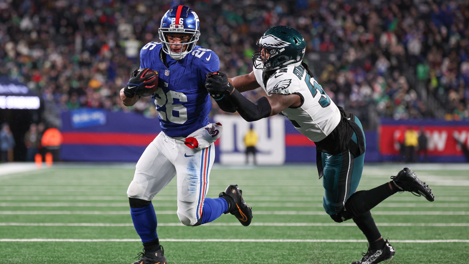 Philadelphia Eagles running back Saquon Barkley and linebacker Zach Cunningham
