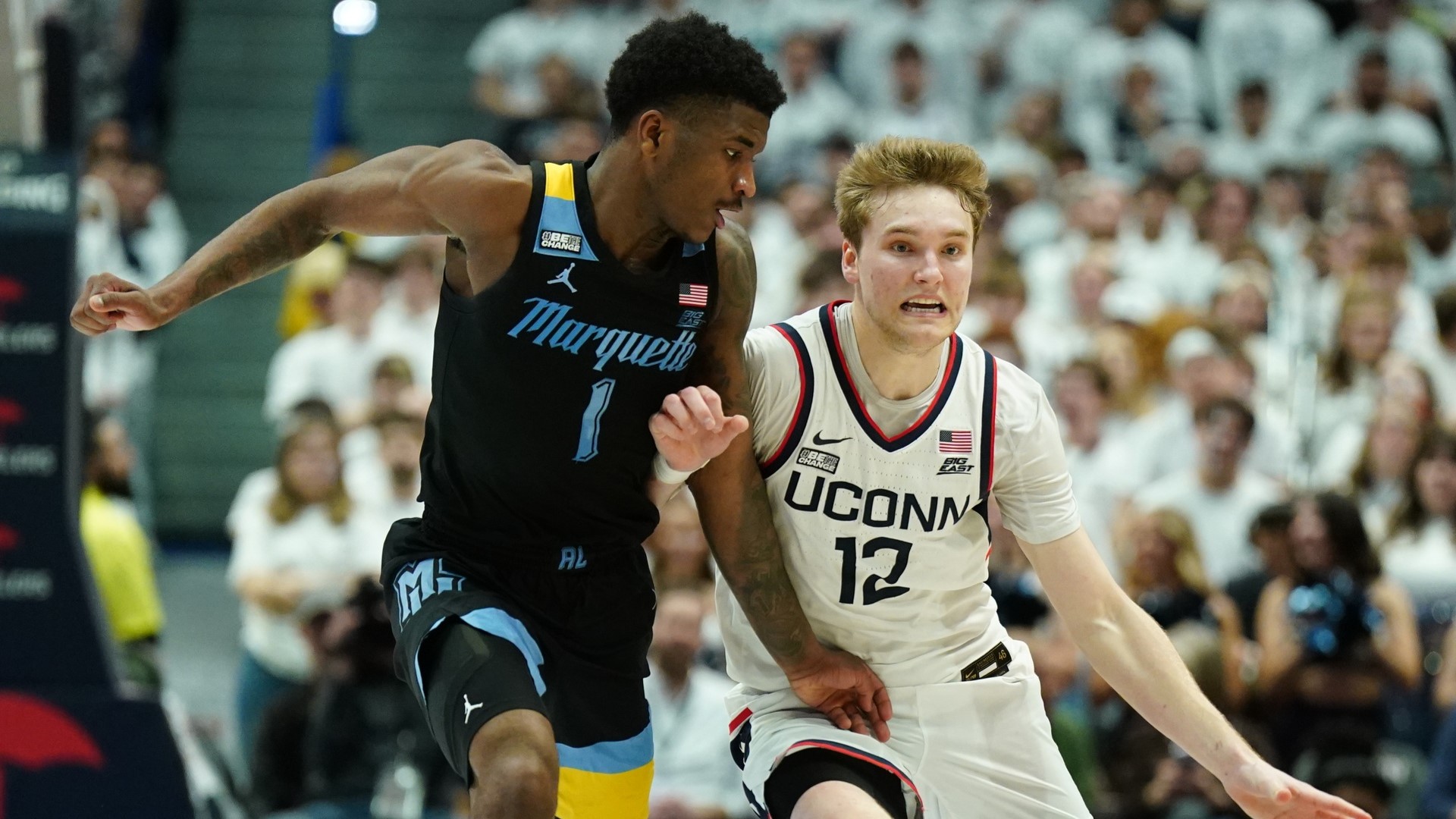UConn Huskies guard Cam Spencer, Marquette Golden Eagles guard Kam Jones