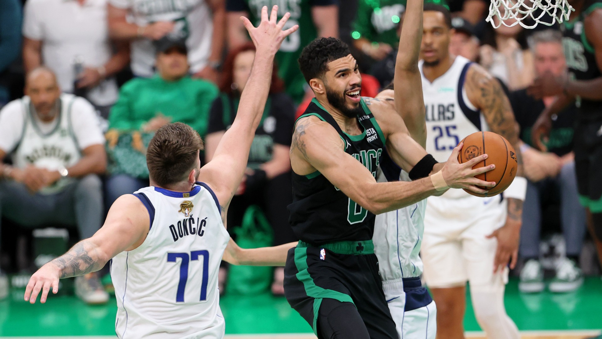 Boston Celtics forward Jayson Tatum and Dallas Mavericks guard Luka Doncic