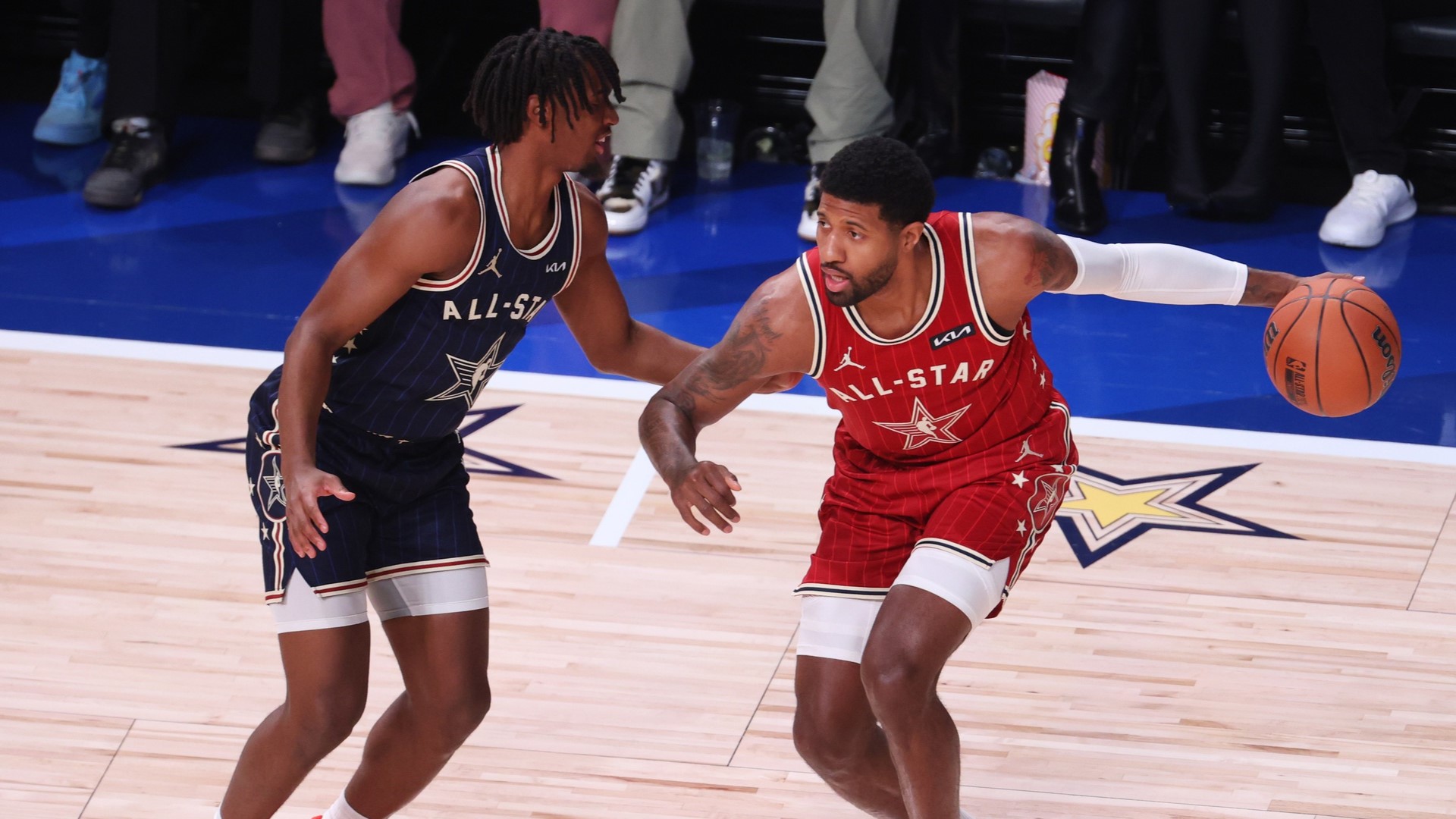 Philadelphia 76ers guard Tyrese Maxey, forward Paul George