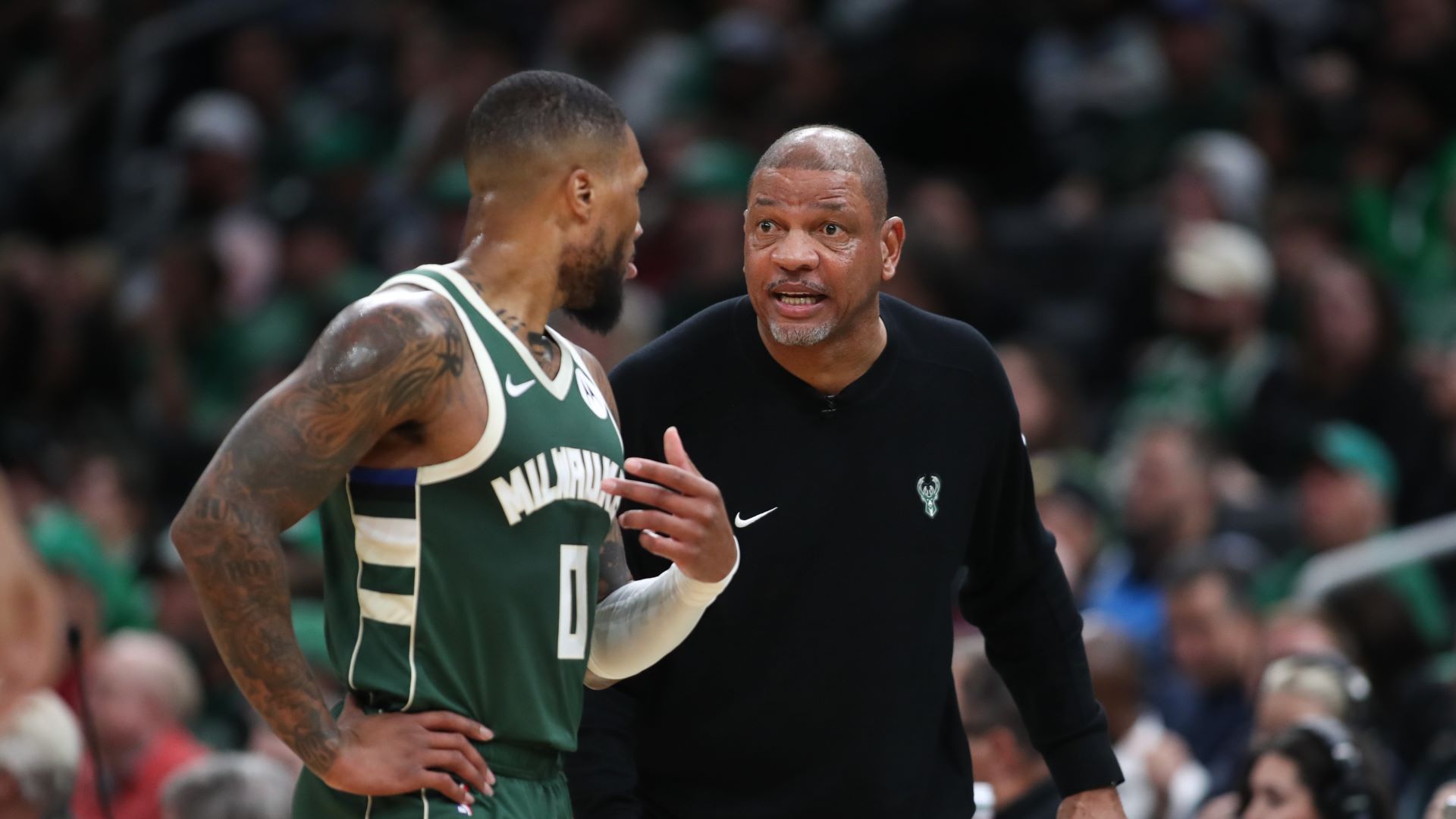 Milwaukee Bucks head coach Doc Rivers and guard Damian Lillard
